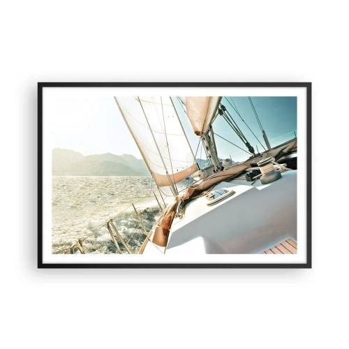 Pôster com moldura preta - Sob a vela - 91x61 cm