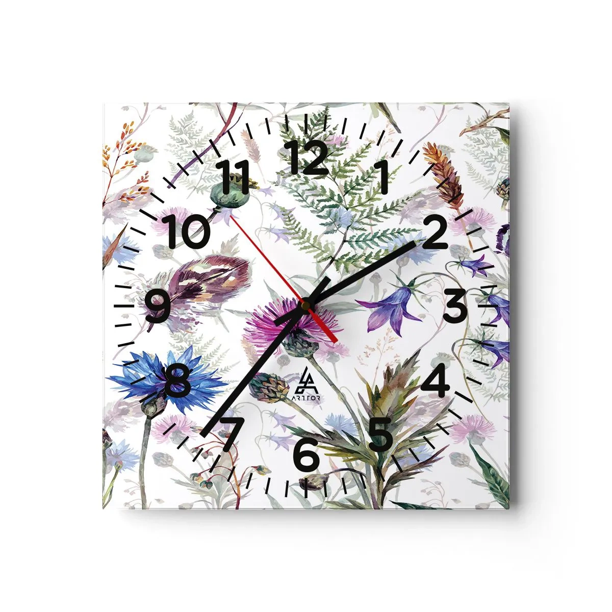 Relógio de parede - Relógio em vidro - Herbário polaco - 40x40 cm