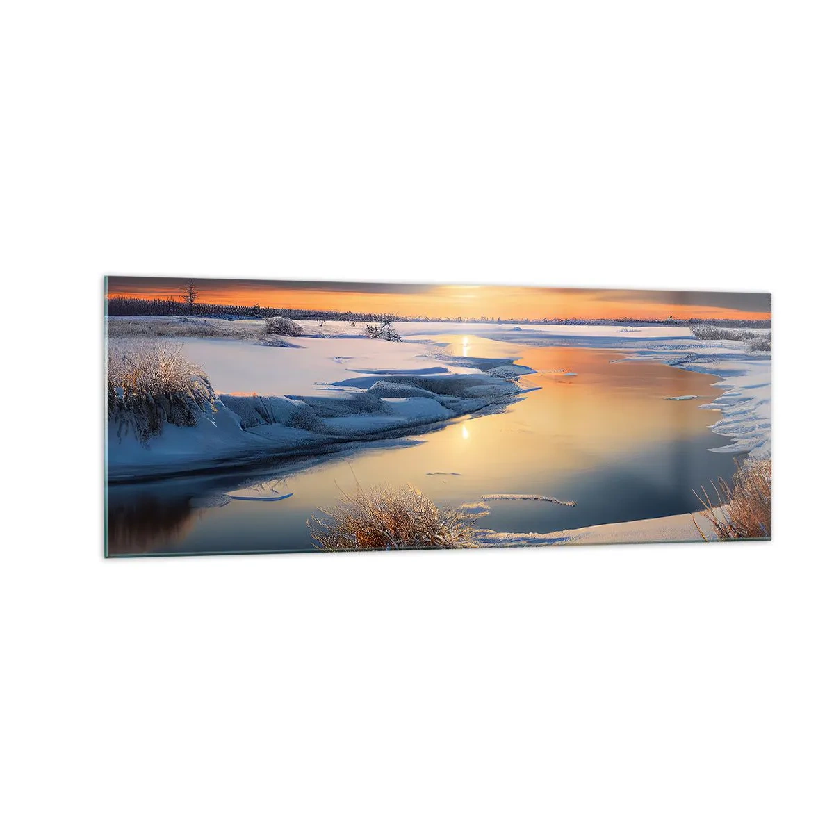 Quadro em vidro - Pôr do sol de inverno - 140x50 cm