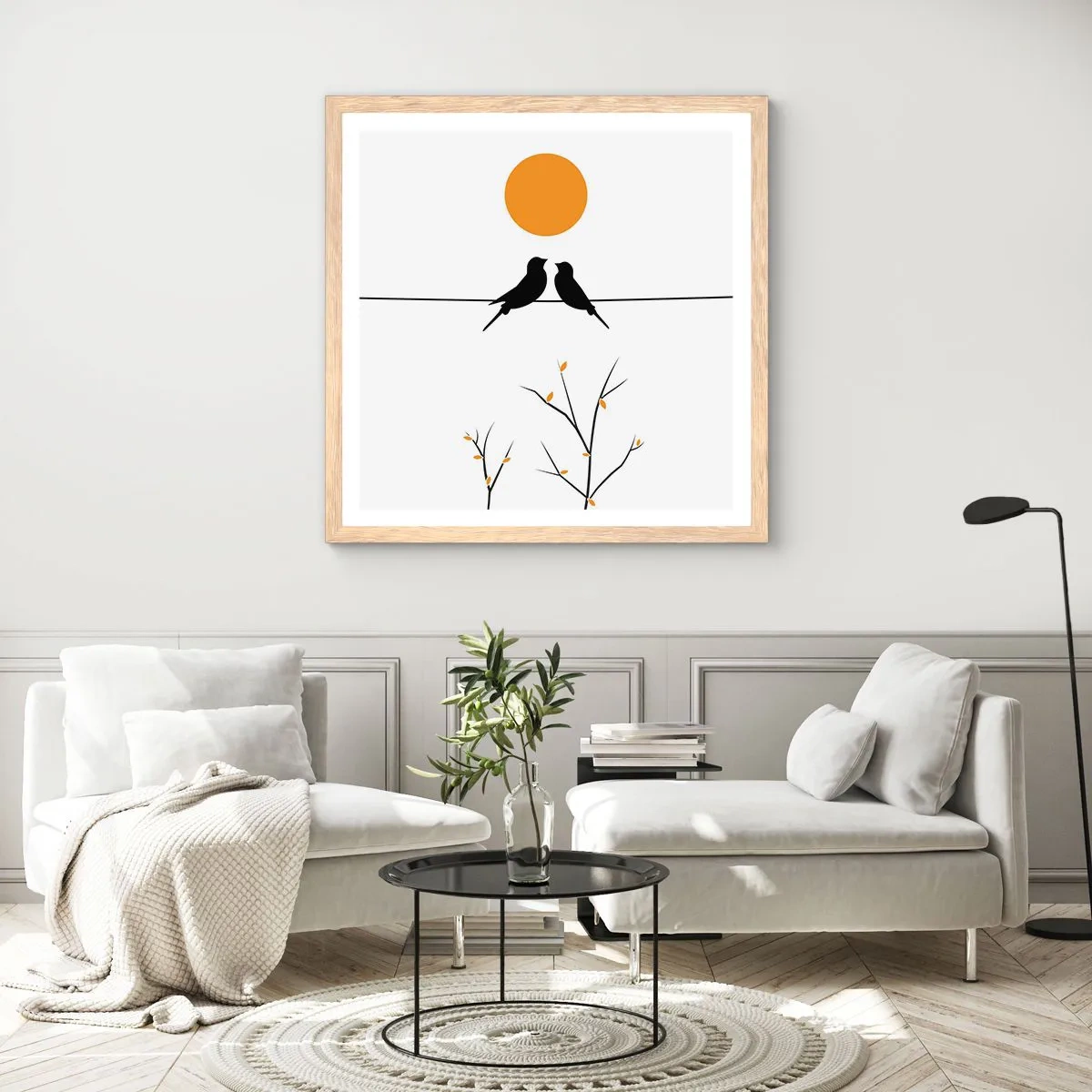 Pôster com moldura de carvalho claro - A noite dos rouxinóis - 50x50 cm