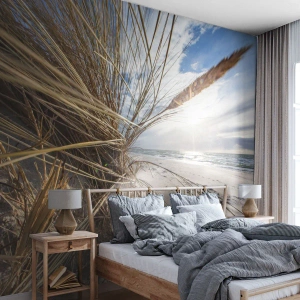 Papel de Parede Premium Canvas - Reunião dos rlementos da natureza - Paisagem, Mar, Dunas - 300x210 cm