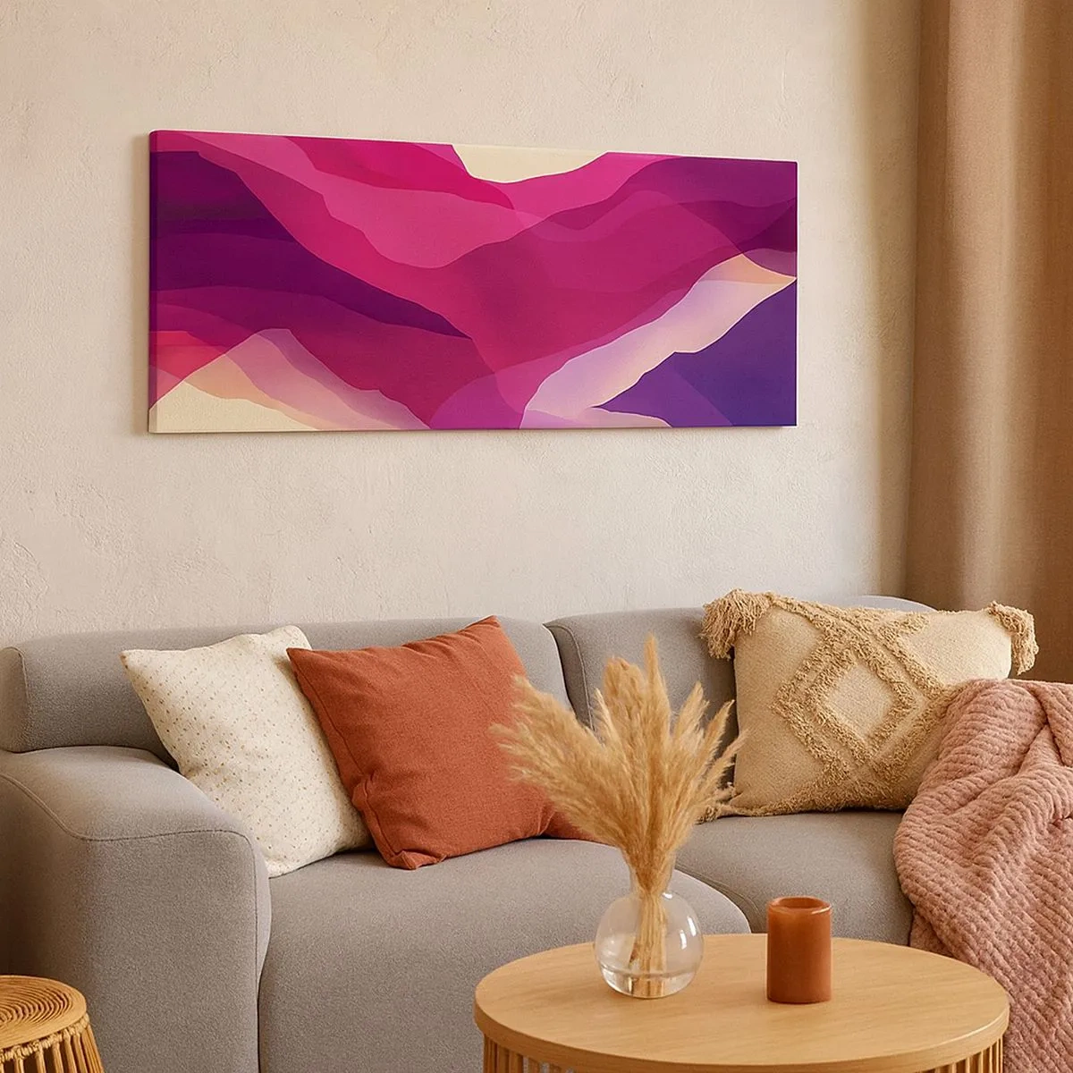 Quadro em tela - Ondas de roxo - 100x40 cm