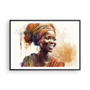 Pôster com moldura preta - Rainha africana - 100x70 cm
