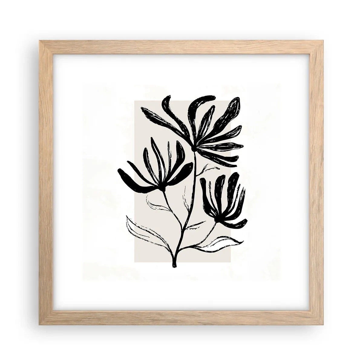 Pôster com moldura de carvalho claro - Esboço para o herbário - 30x30 cm