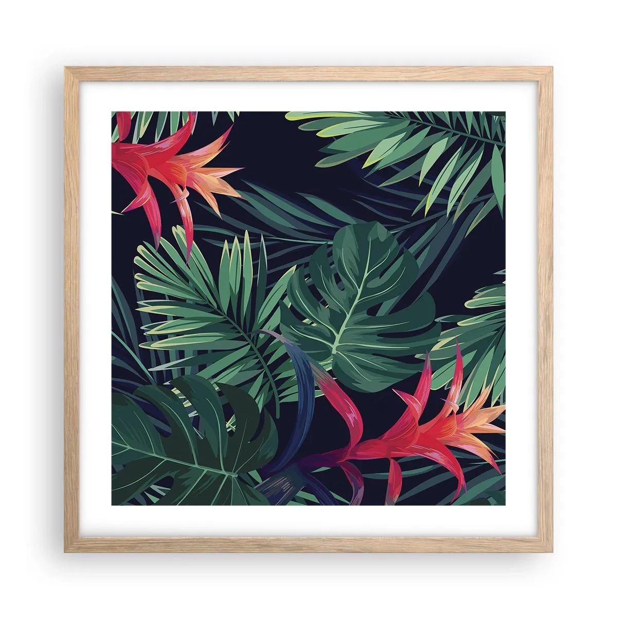 Pôster com moldura de carvalho claro - Queimar em verde - 50x50 cm