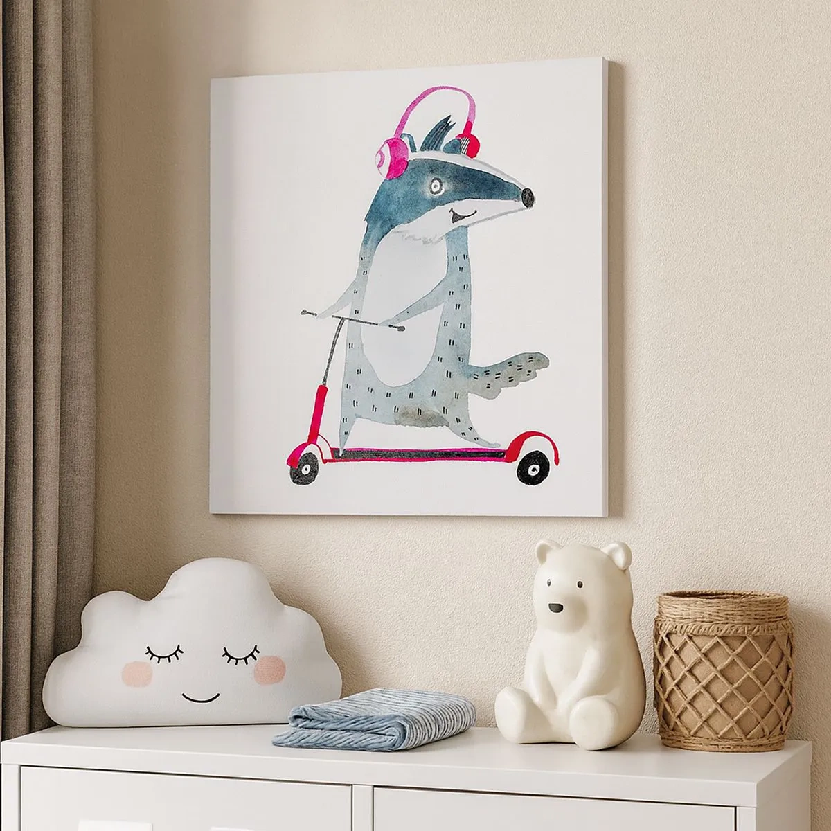 Quadro em tela - A alegria do texugo - 30x30 cm