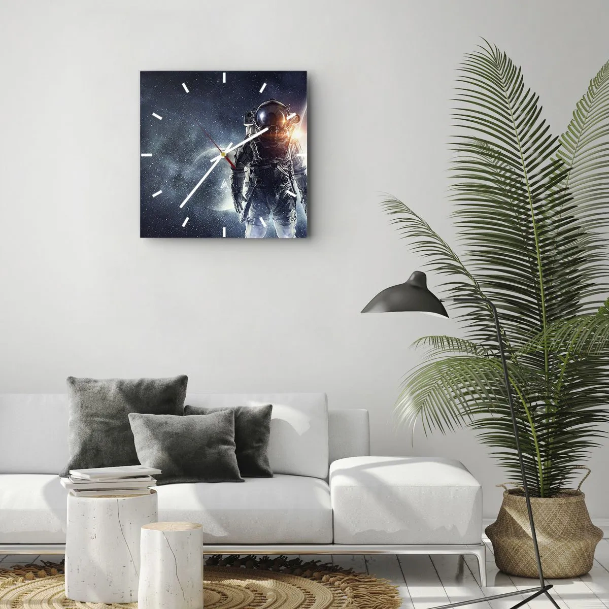 Relógio de parede - Relógio em vidro - Aventura espacial - 40x40 cm