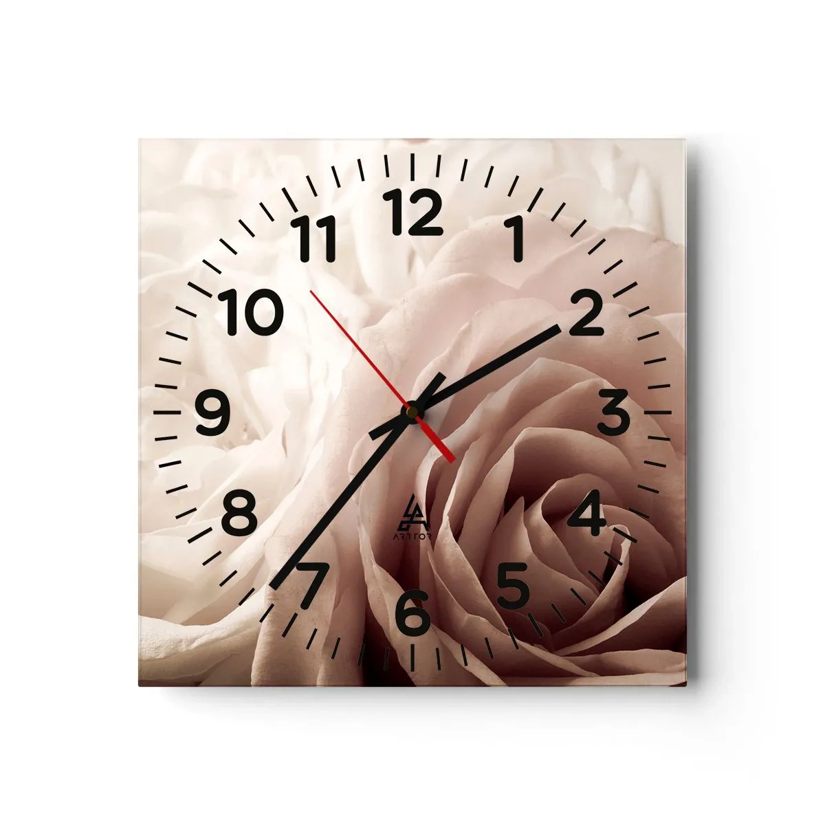 Relógio de parede - Relógio em vidro - No coração de uma rosa - 40x40 cm