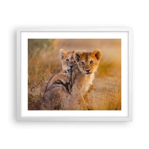 Pôster em moldura branca - Não perturbe! Estamos a divertir-nos - 50x40 cm