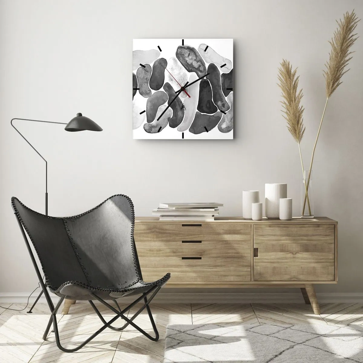 Relógio de parede - Relógio em vidro - Abstração rochosa - 40x40 cm