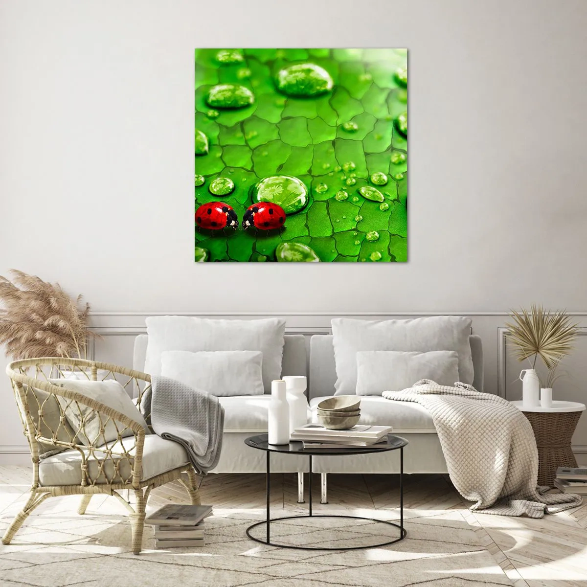 Quadro em vidro - Reunião em verde - 30x30 cm