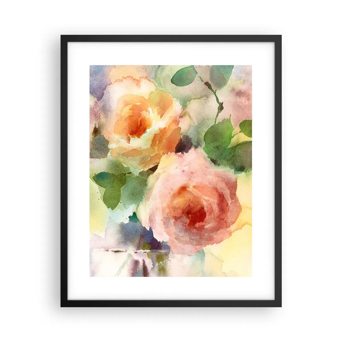 Pôster com moldura preta - Delicado como uma aquarela - 40x50 cm