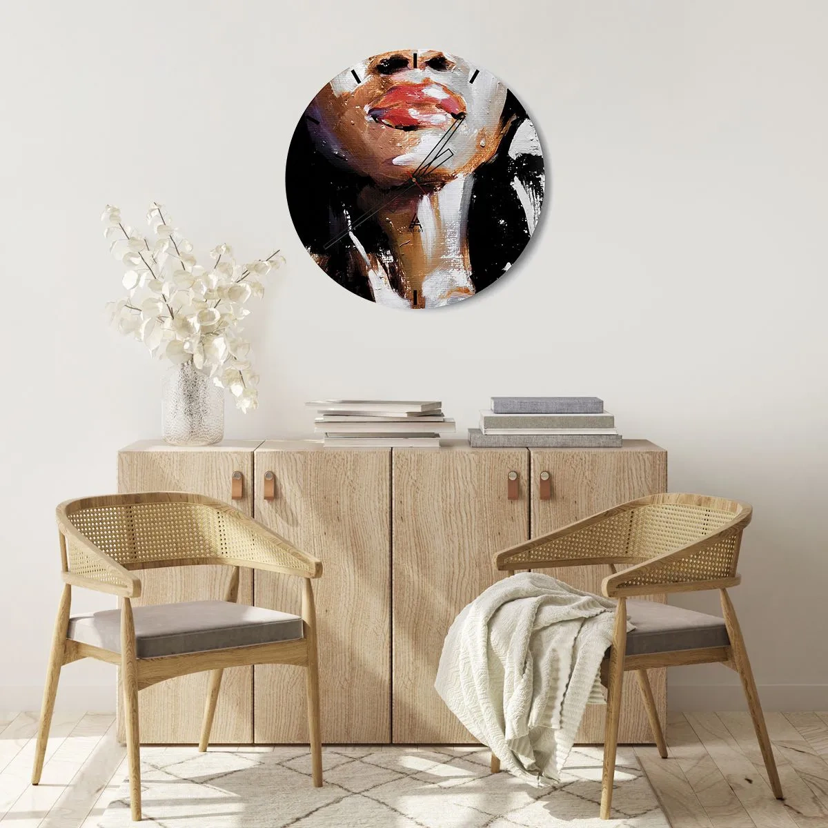 Relógio de parede - Relógio em vidro - Fragmento de rosto de mulher em técnica de pintura expressiva - 30x30cm - Orgulho sem preconceitos - Decoração de parede moderna para a sala de estar, cozinha e quarto ARTTOR