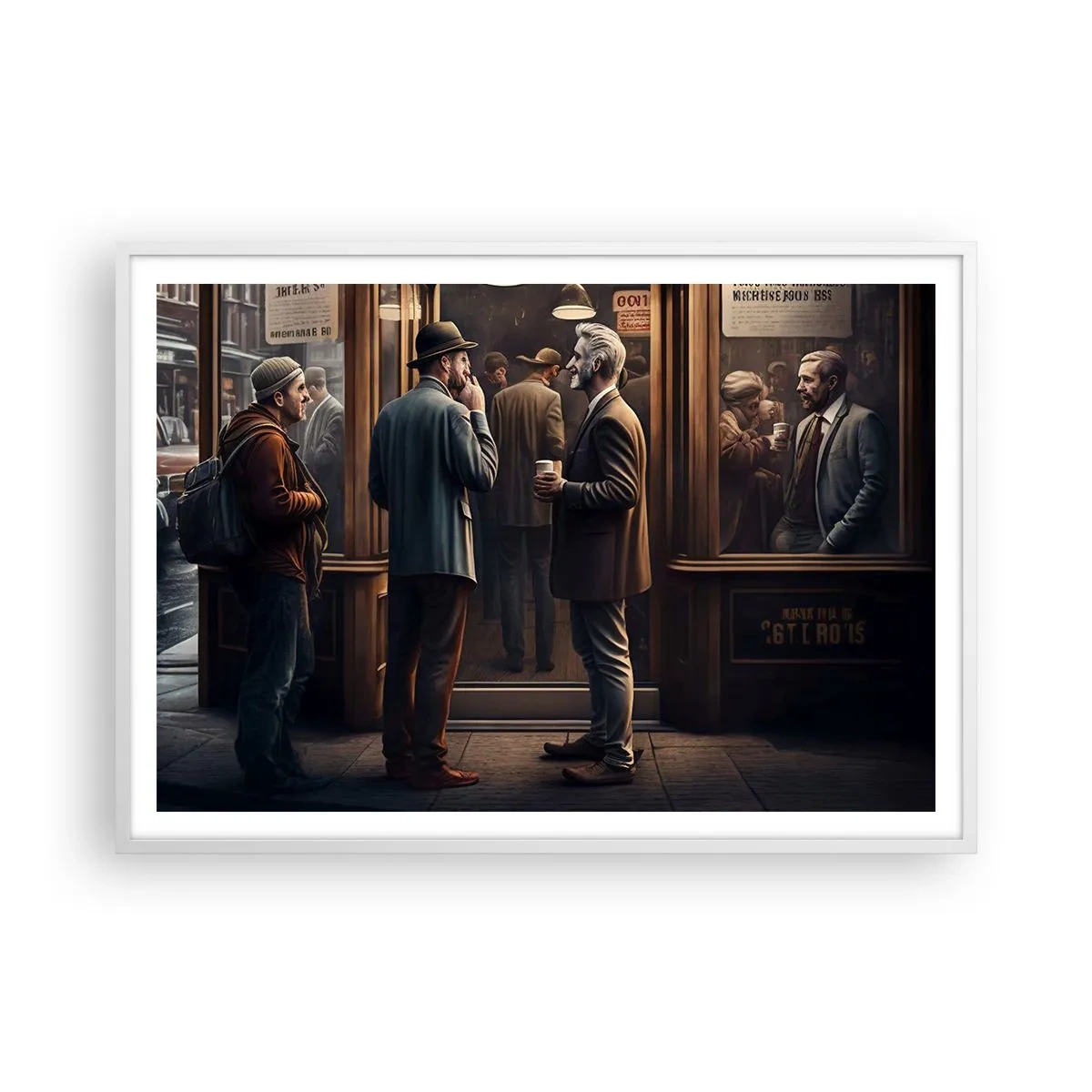 Pôster em moldura branca - Boa hora do dia - 100x70 cm