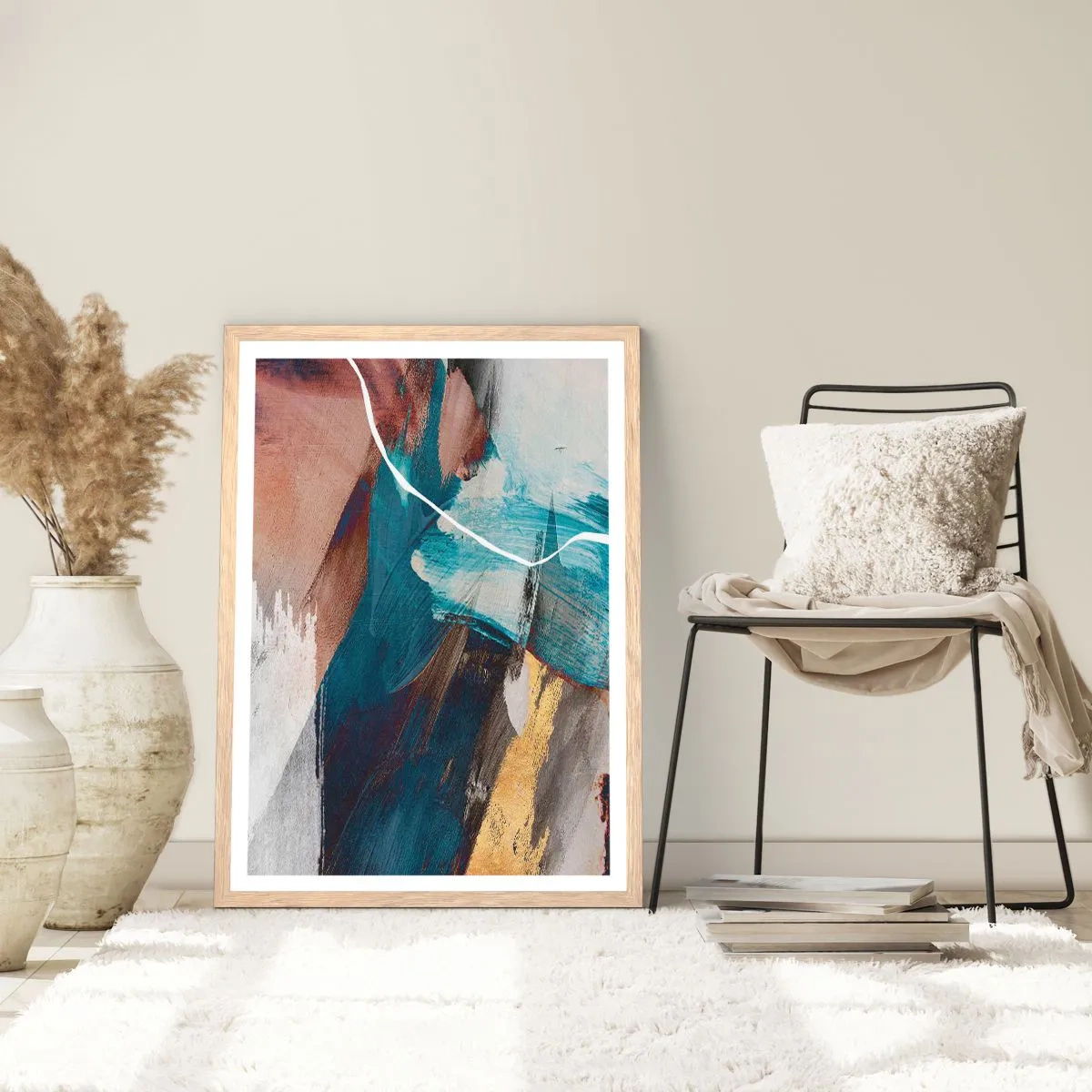 Pôster com moldura de carvalho claro - Com elegância e energia - 40x50 cm