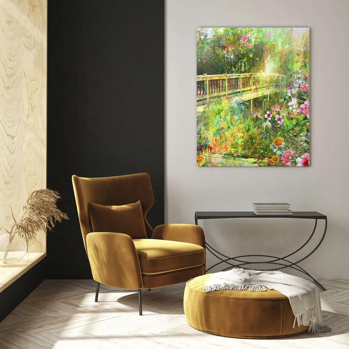 Quadro em vidro - A ponte dos suspiros da primavera - 50x70 cm