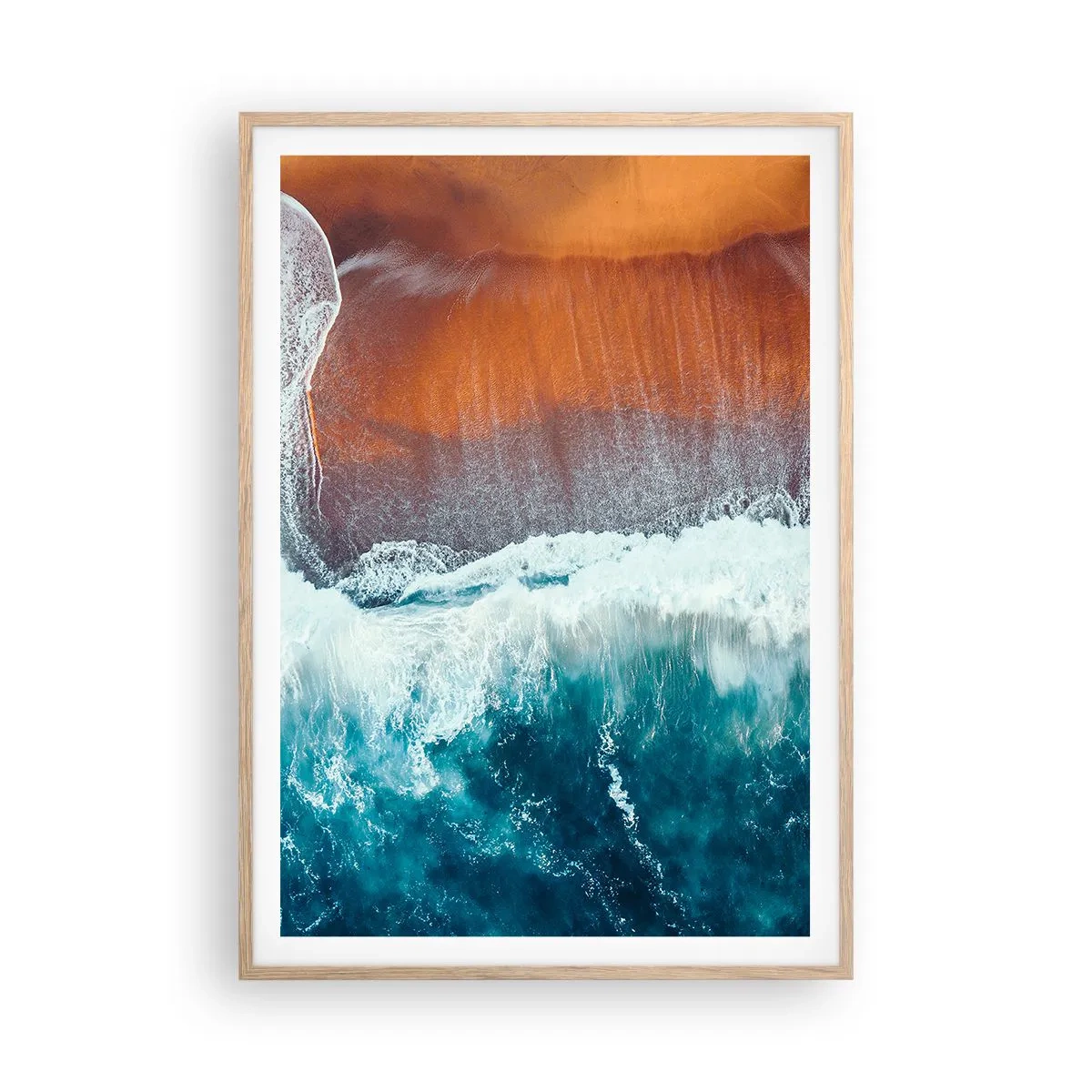 Pôster com moldura de carvalho claro - Toque do oceano - 70x100 cm