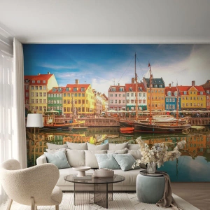 Papel de Parede Premium Canvas - Sobre a água tão lisa como um espelho - Paisagem, Arquitetura, Copenhague - 250x175 cm