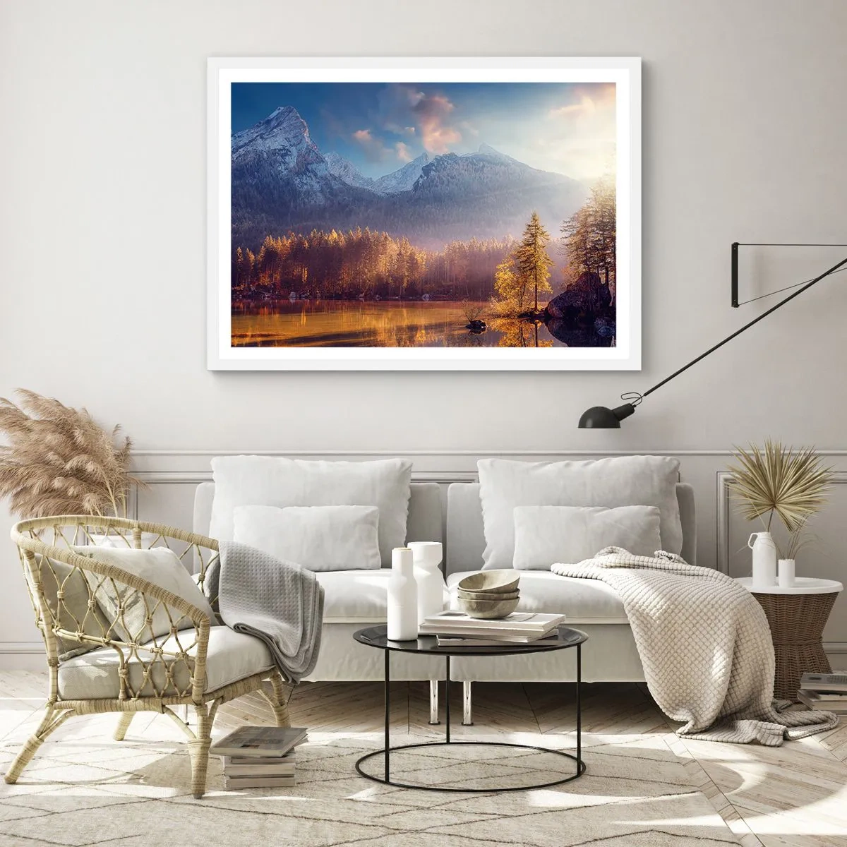 Pôster em moldura branca - Nas montanhas e vales - 91x61 cm