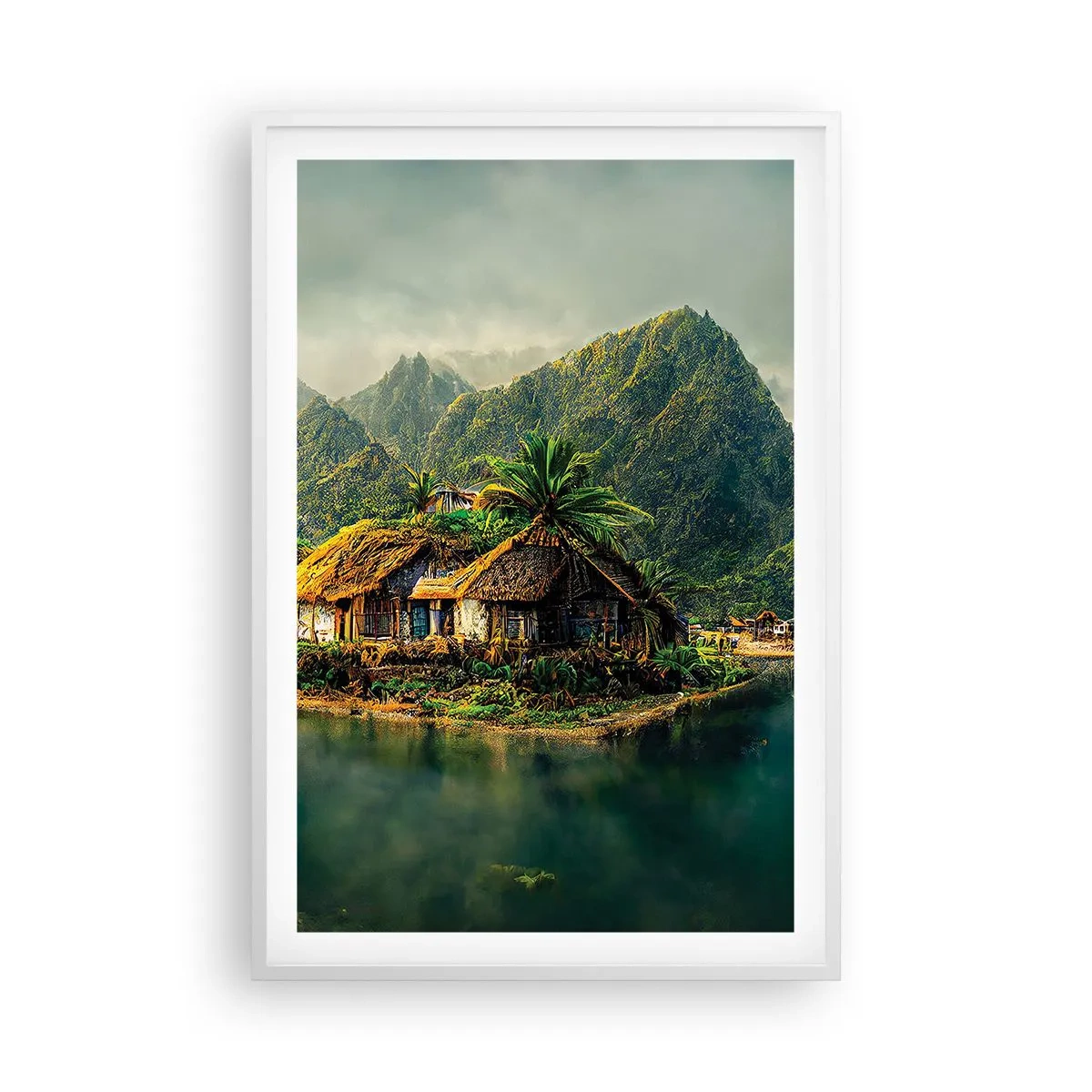 Pôster em moldura branca - Paraíso Tropical - 61x91 cm
