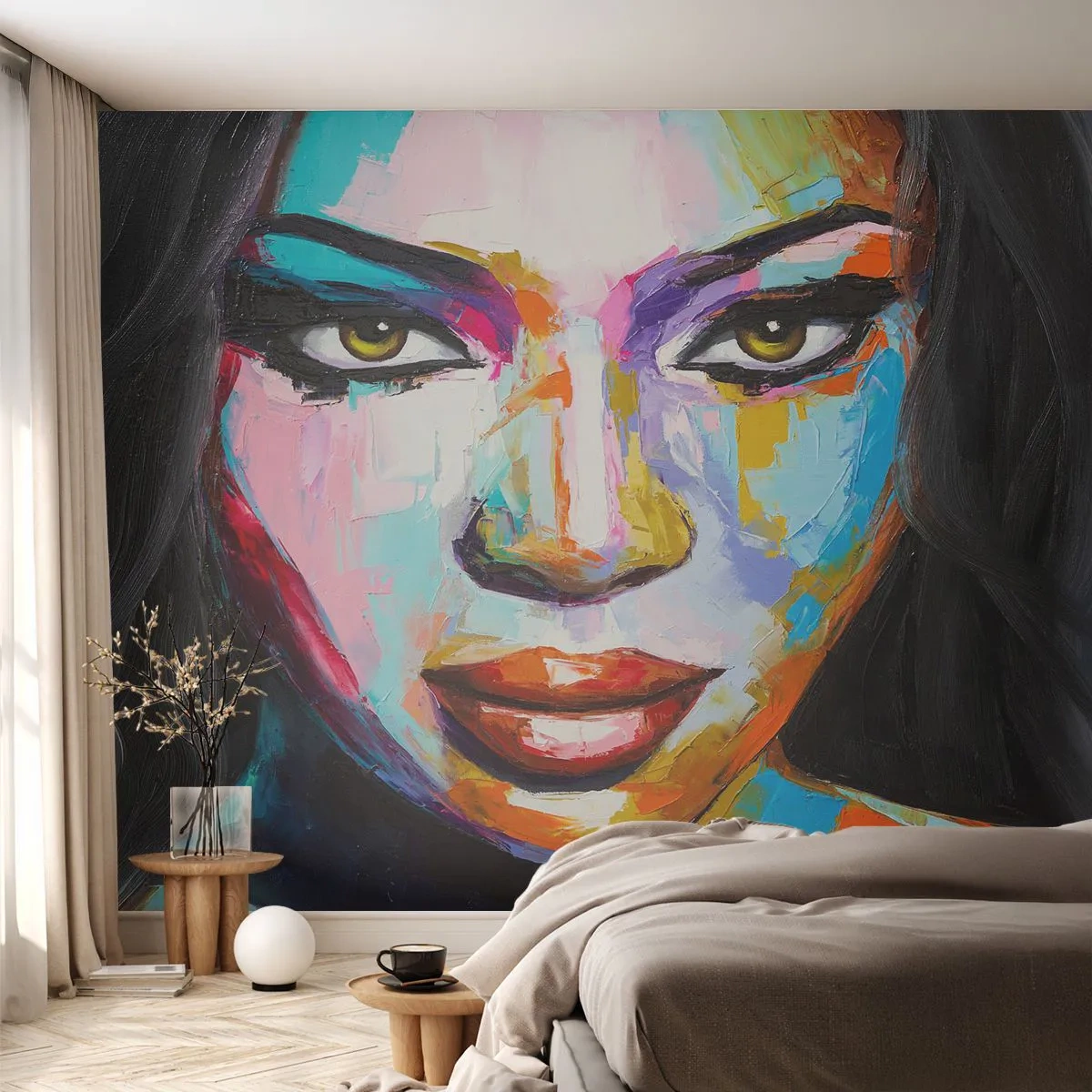 Papel de Parede Premium Canvas - É impossível tirar os olhos - Retrato de uma mulher, Face, Pedaço - 350x256 cm