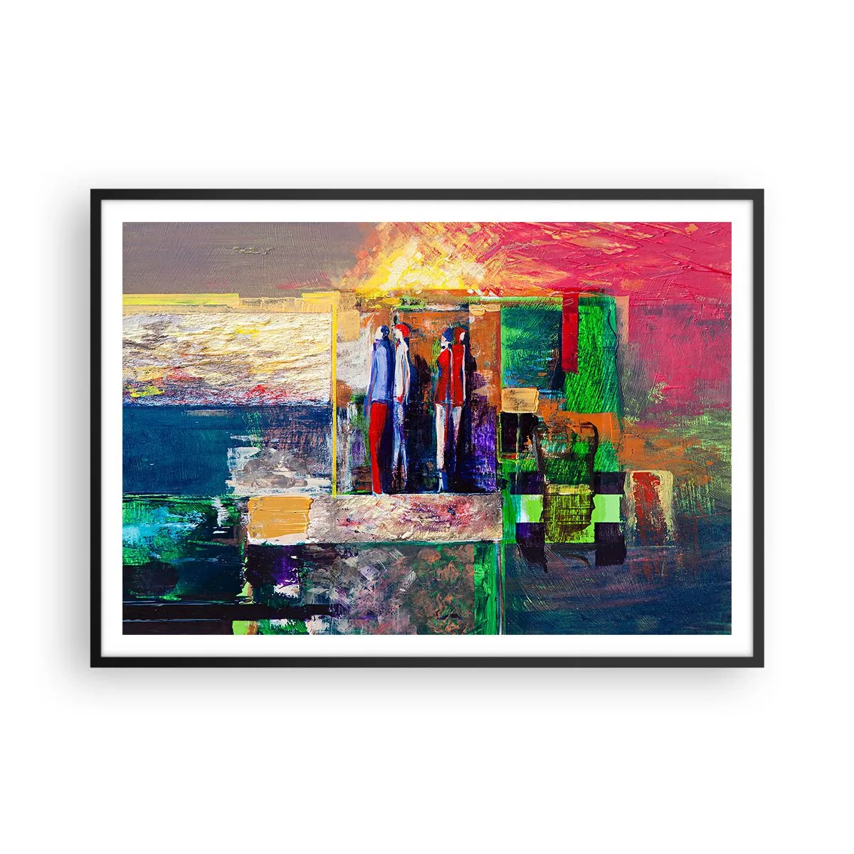 Pôster com moldura preta - Relacionamentos e emoções - 100x70 cm