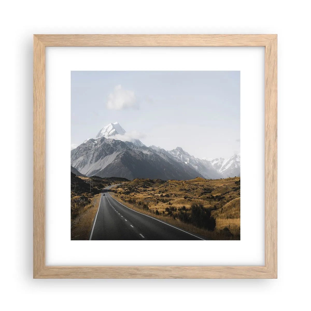 Pôster com moldura de carvalho claro - O caminho para o coração das montanhas - 30x30 cm
