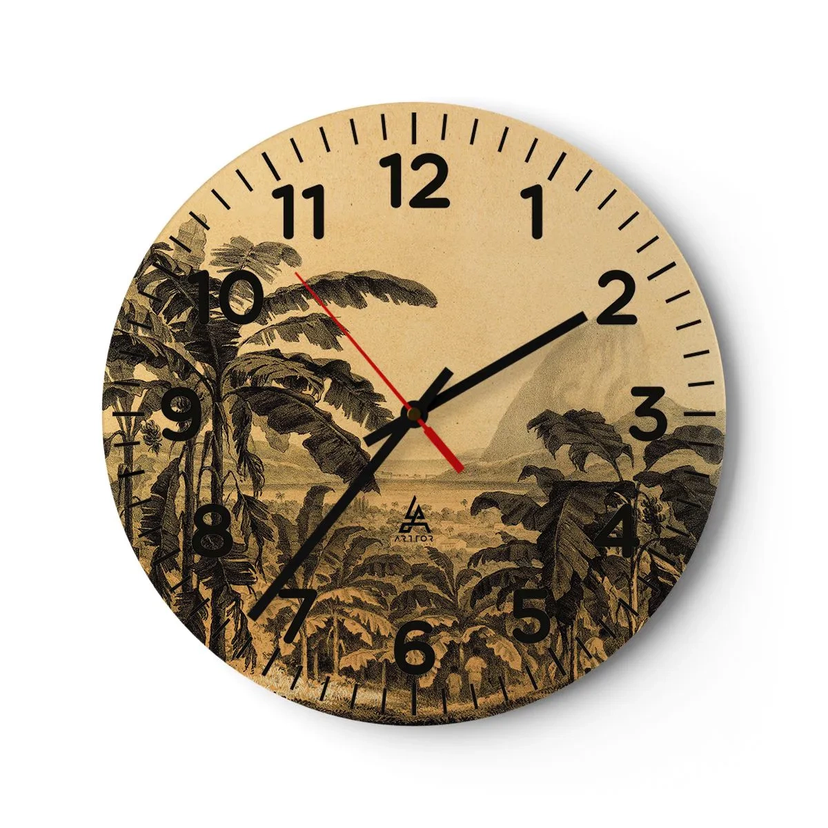Relógio de parede - Relógio em vidro - num clima colonial - 40x40 cm