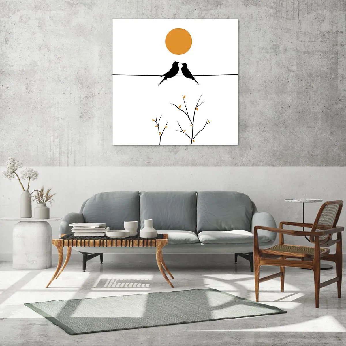 Quadro em vidro - A noite dos rouxinóis - 60x60 cm