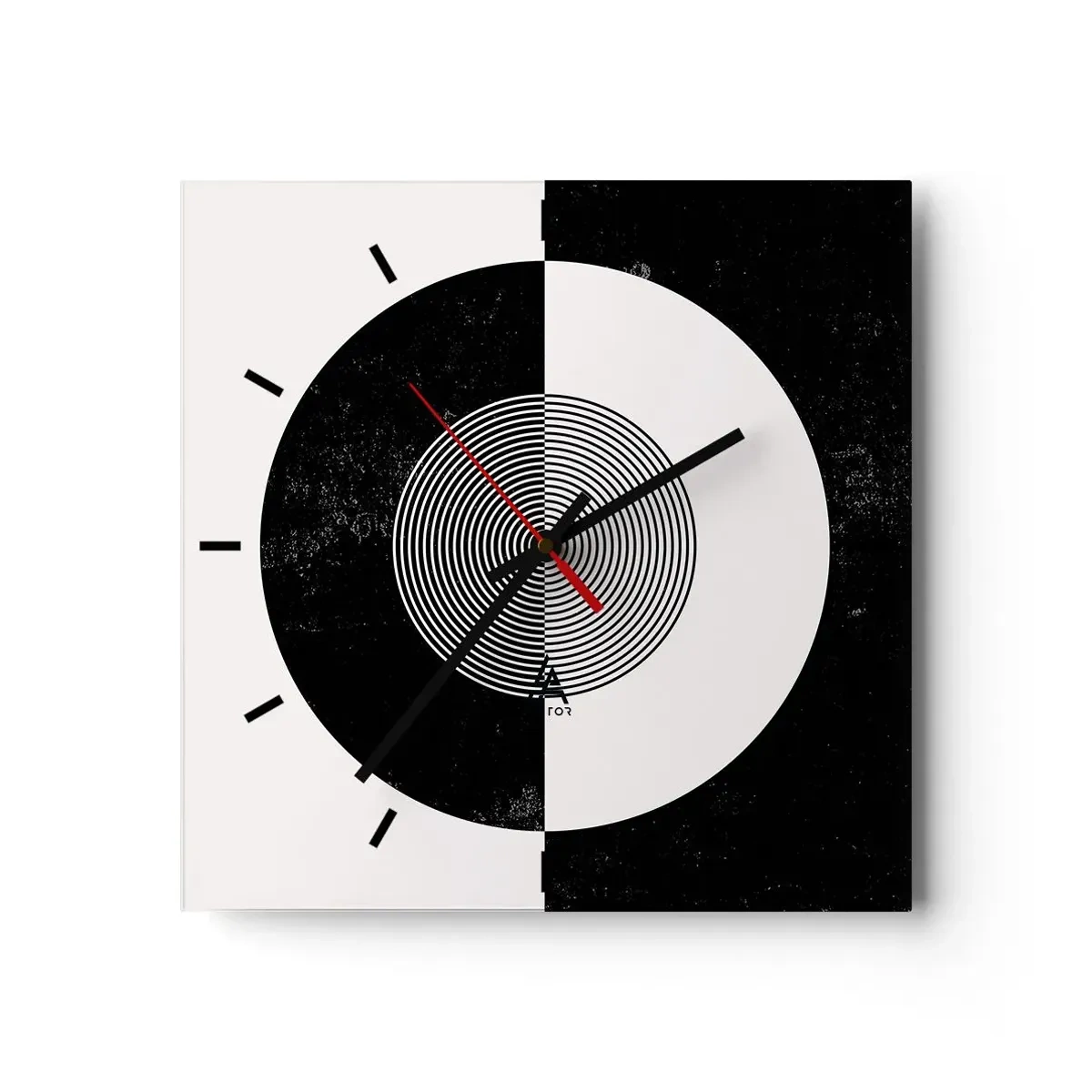 Relógio de parede - Relógio em vidro - Harmonia a preto e branco - 30x30 cm