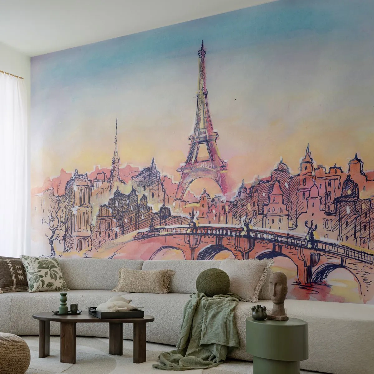 Papel de Parede Autocolante Deluxe Sticker - A única cidade deste tipo no mundo - Cidade, Torre Eiffel, Paris - 350x256 cm
