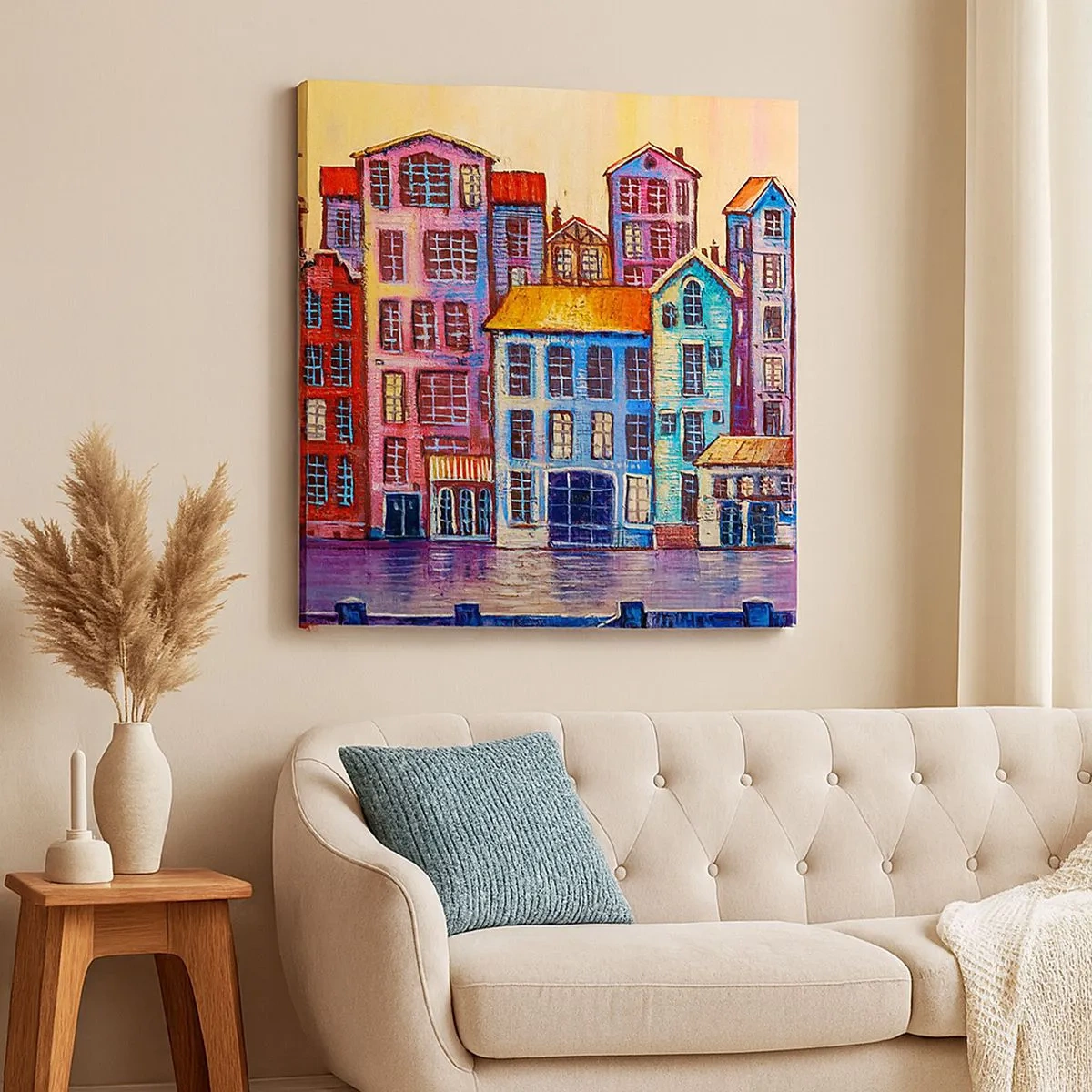 Quadro em tela - Uma cidade como de um conto de fadas - 30x30 cm