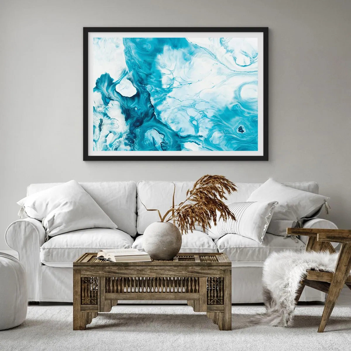 Pôster com moldura preta - Concerto Azul - 91x61 cm