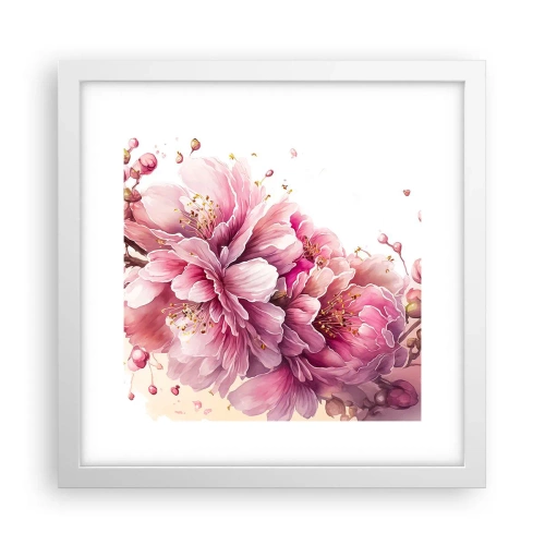 Pôster em moldura branca - Flor de cerejeira - 30x30 cm