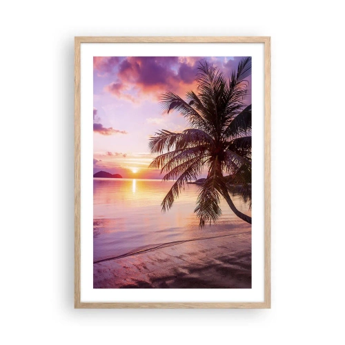 Pôster com moldura de carvalho claro - Felicidade no horizonte - 50x70 cm
