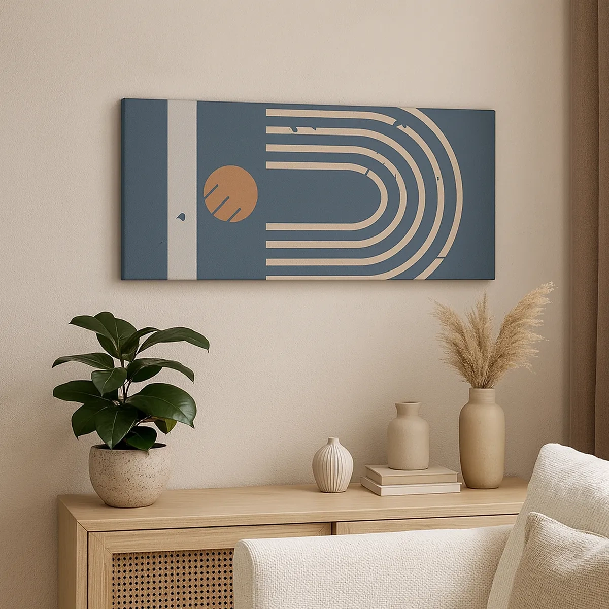 Quadro em tela - Geometria em azul marinho - 30x30 cm