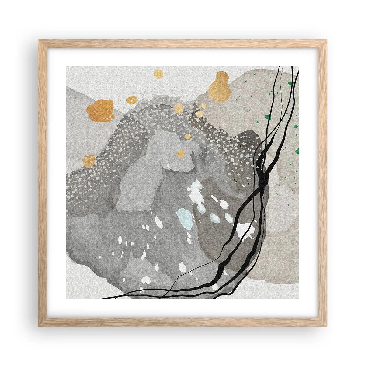 Pôster com moldura de carvalho claro - Composição orgánica - 50x50 cm