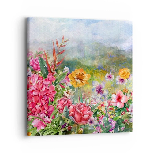 Quadro em tela - O jardim que enlouqueceu - 30x30 cm