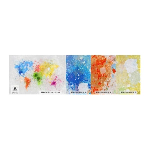 Amostra de papel de parede Premium Canvas - Todas as cores do mundo - Mapa mundial, Continentes, Viagens - 100x30 cm