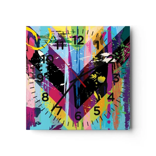 Relógio de parede - Relógio em vidro - De cima para baixo - 30x30 cm