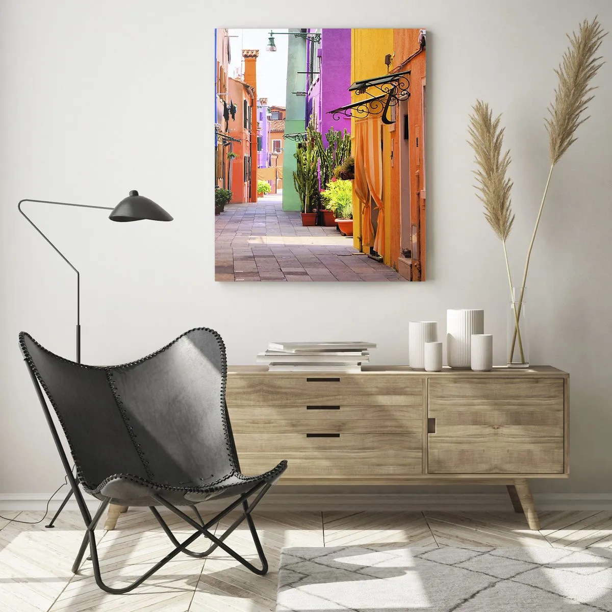 Quadro em vidro - Beco arco-íris - 50x70 cm