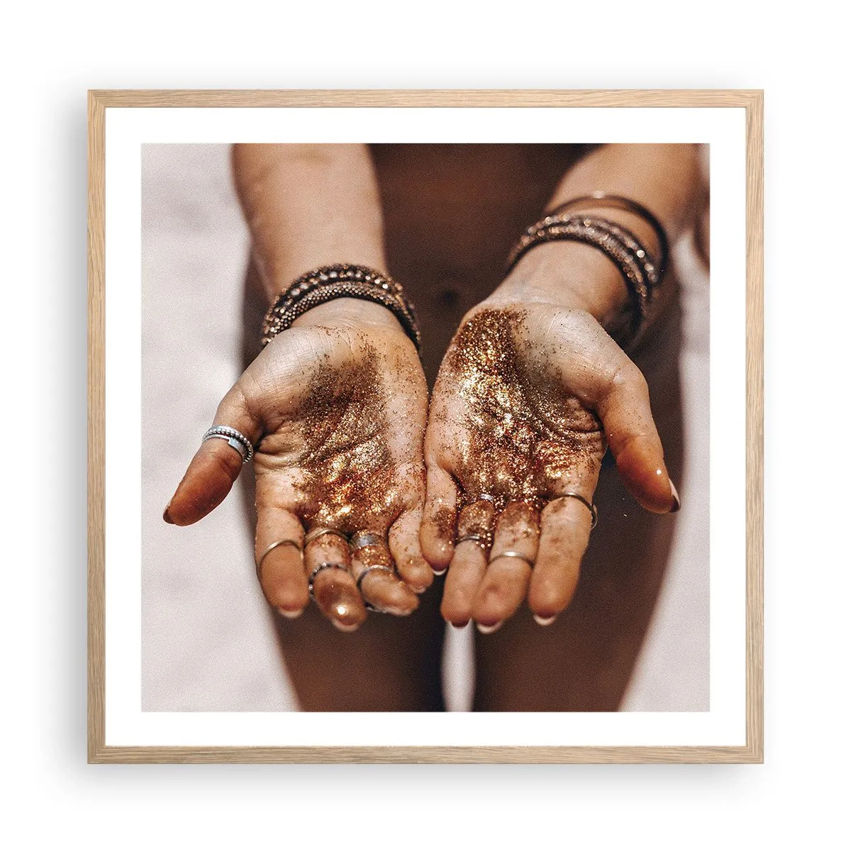 Pôster com moldura de carvalho claro - Um presente para si - 60x60 cm