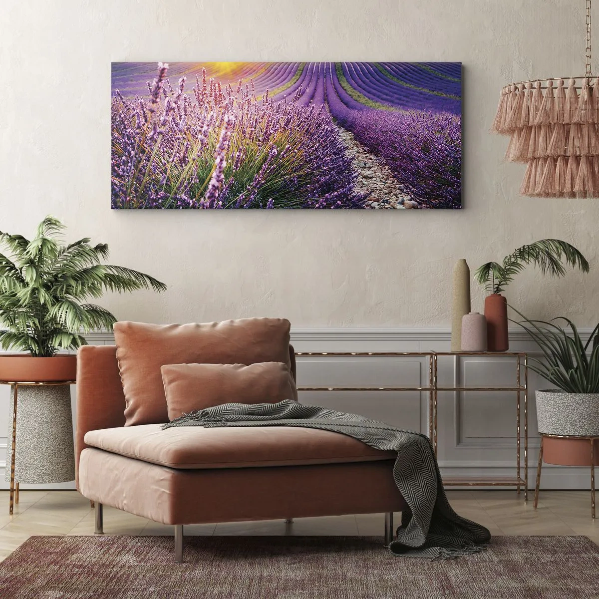 Quadro em tela - Prado perfumado - 160x50 cm