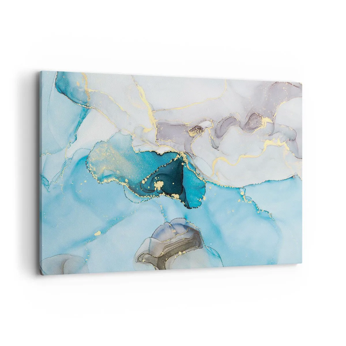 Quadro em tela - Estudo do encontro do cinza e turquesa - 120x80 cm