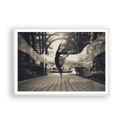 Pôster em moldura branca - A dança do espírito do jardim - 100x70 cm