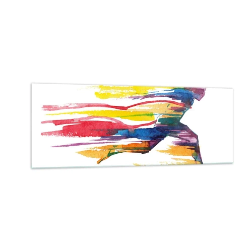 Quadro em vidro - Correndo pelo arco-íris - 140x50 cm