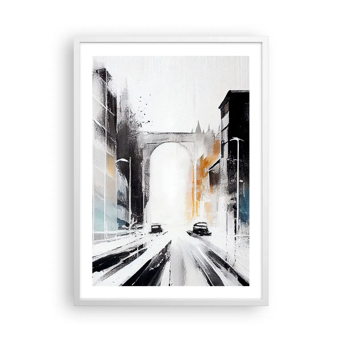 Pôster em moldura branca - Estudo da cidade: arquitetura e movimento - 50x70 cm