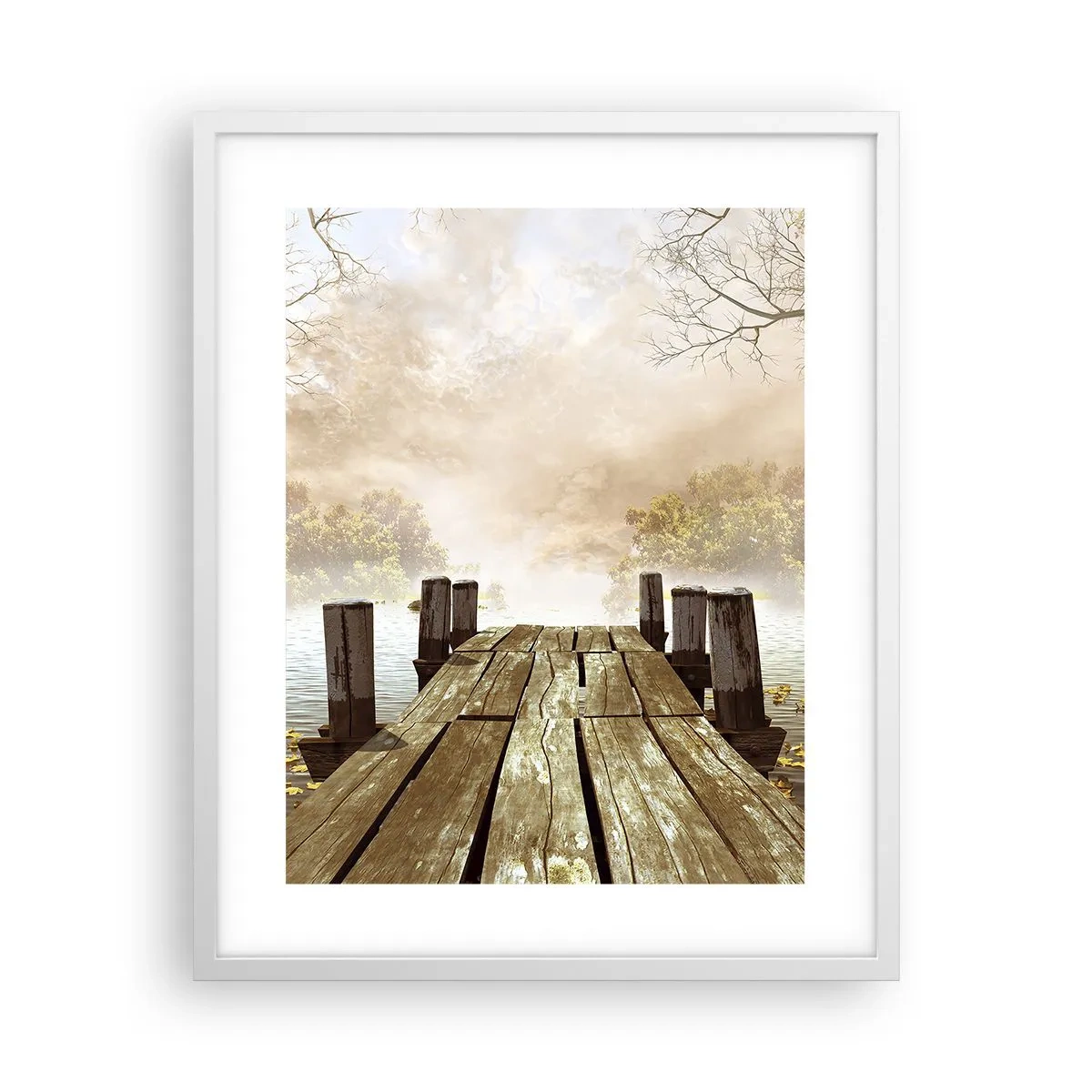 Pôster em moldura branca - A leve tristeza do outono - 40x50 cm