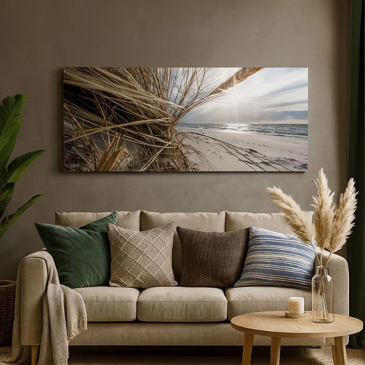 Quadro em tela - Reunião dos rlementos da natureza - 100x40 cm