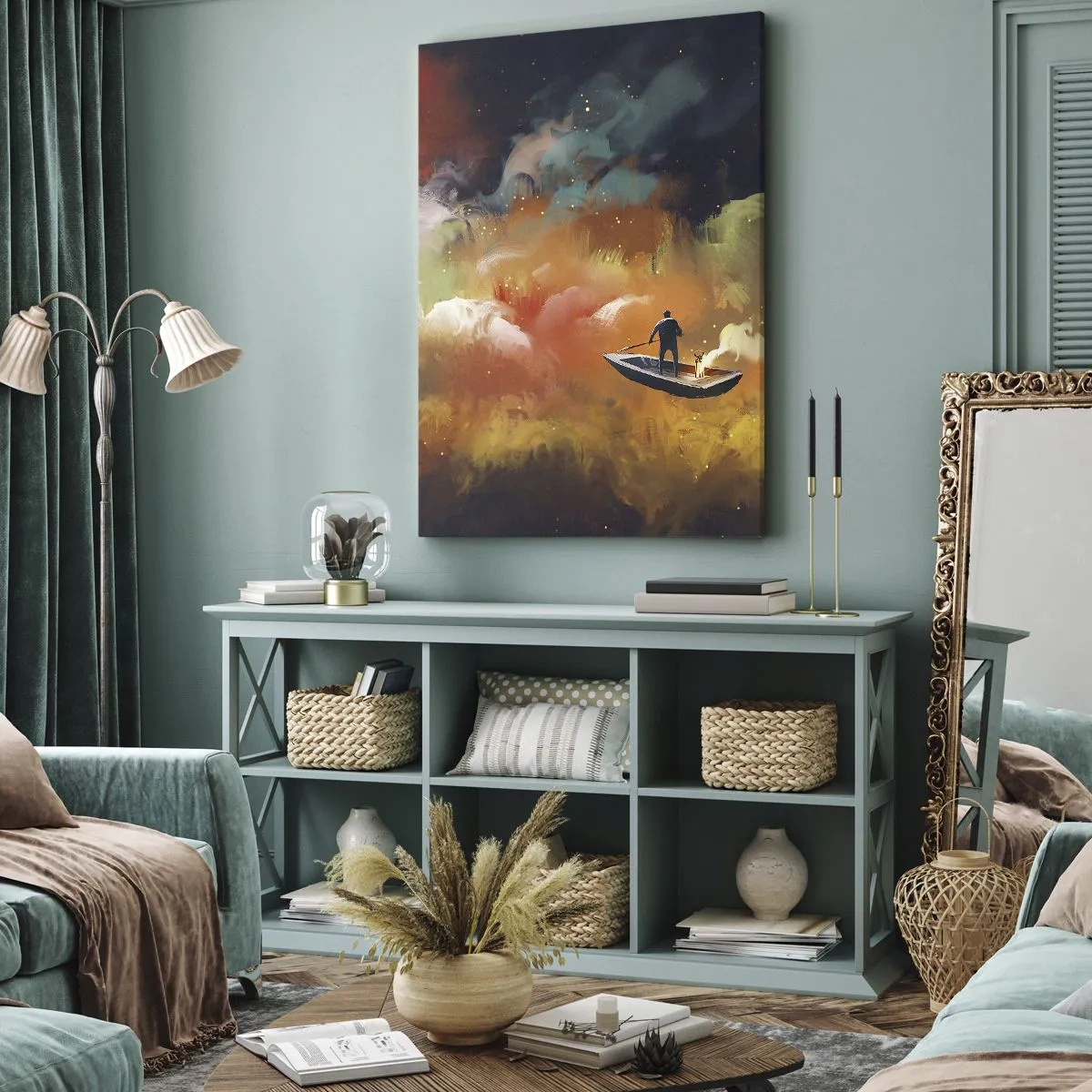 Quadro em tela - De barco pela galáxia - 50x70 cm